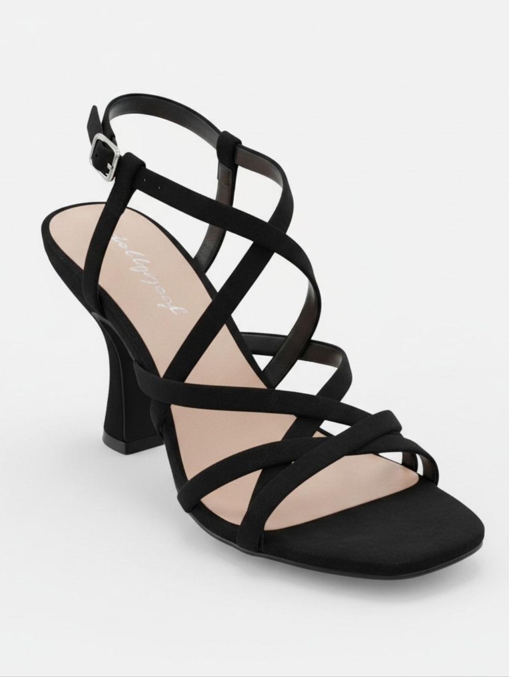 Jellypop Black Strappy Crisscross High Heel Sandals